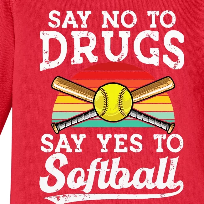 Say No Drugs Say Yes To softball Anti drug Red Ribbon Week Baby Long Sleeve Bodysuit