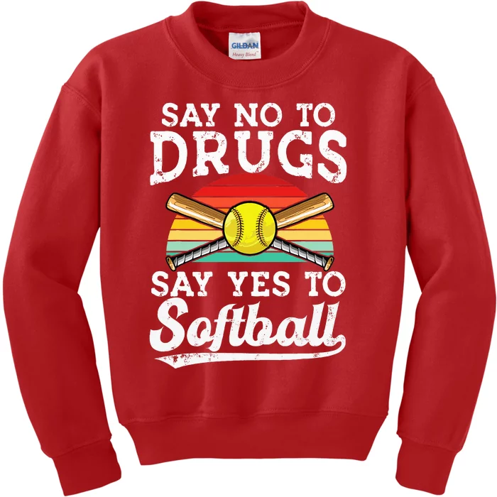 Say No Drugs Say Yes To softball Anti drug Red Ribbon Week Kids Sweatshirt