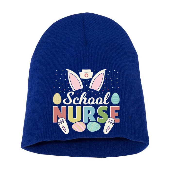 School Nurse Easter Eggs Bunny Rabbit Ears Easter Day Gift Short Acrylic Beanie