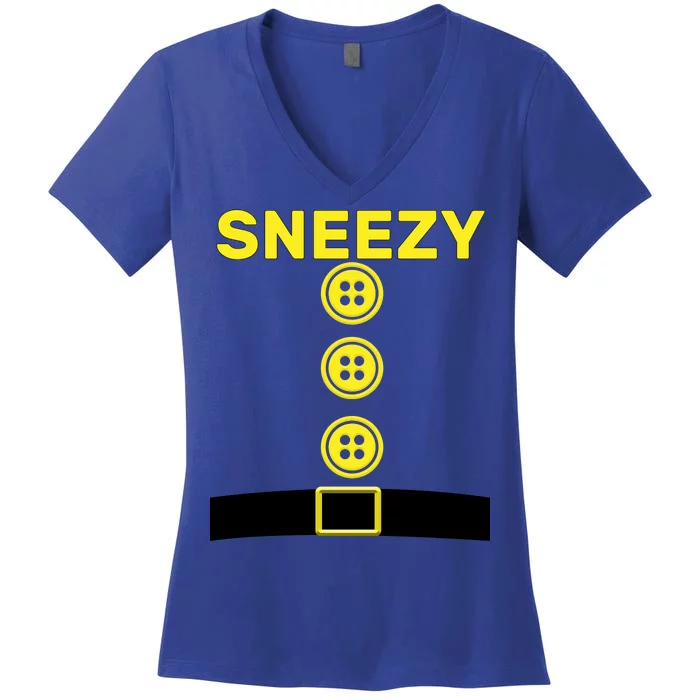 Sneezy Dwarf Halloween Costume Women's V-Neck T-Shirt