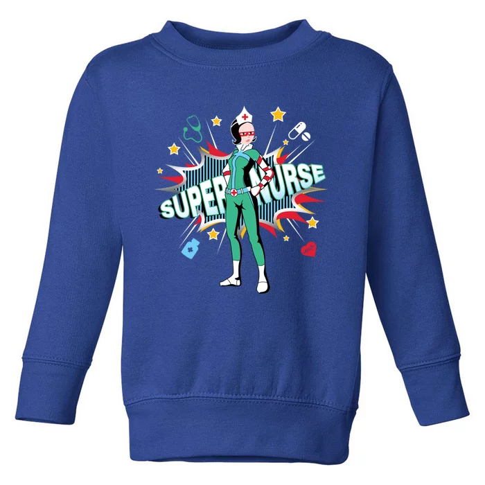 Super Nurse Funny Gift Best Superhero Funny Rn Nurse Gift Toddler Sweatshirt