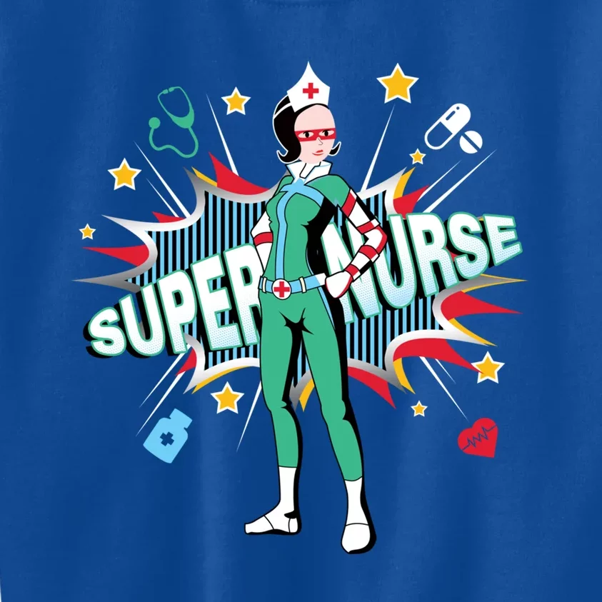 Super Nurse Funny Gift Best Superhero Funny Rn Nurse Gift Kids Sweatshirt