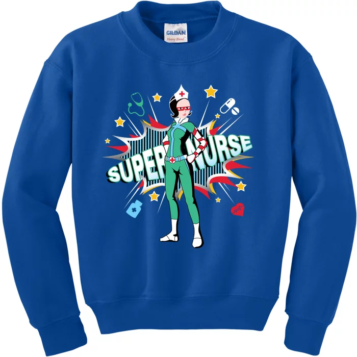 Super Nurse Funny Gift Best Superhero Funny Rn Nurse Gift Kids Sweatshirt