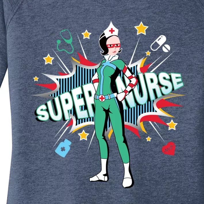 Super Nurse Funny Gift Best Superhero Funny Rn Nurse Gift Women's Perfect Tri Tunic Long Sleeve Shirt