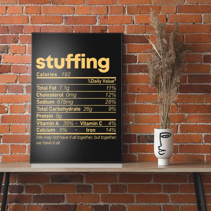 Stuffing Nutrition Facts Food Matching Family Thanksgiving Poster