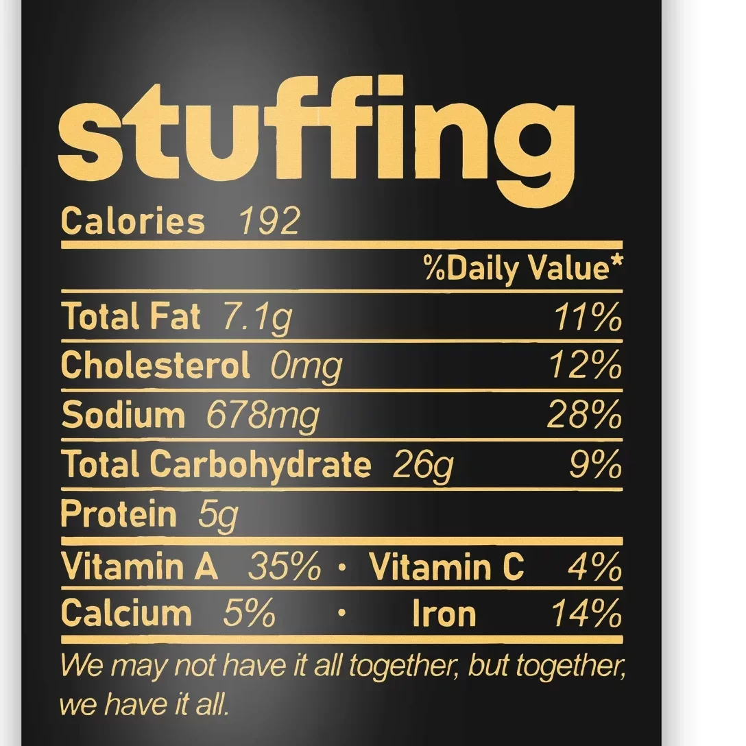 Stuffing Nutrition Facts Food Matching Family Thanksgiving Poster