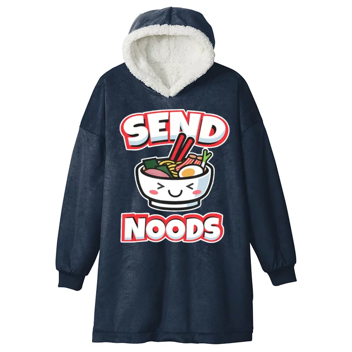 Send Noods Funny Japan Ramen Gift Hooded Wearable Blanket