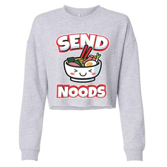 Send Noods Funny Japan Ramen Gift Cropped Pullover Crew