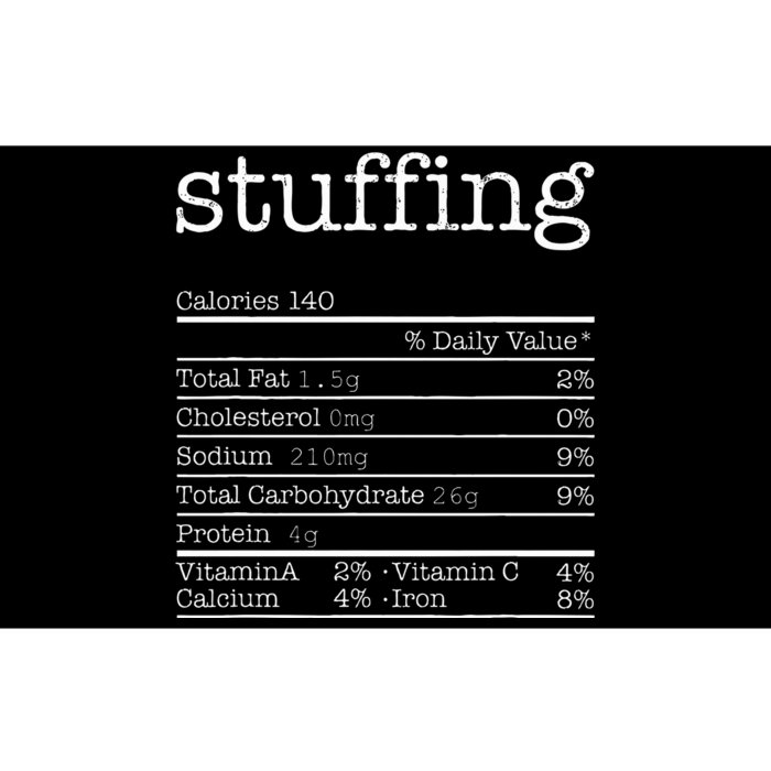 Stuffing Nutrition Facts Funny Thanksgiving Christmas Food Bumper Sticker