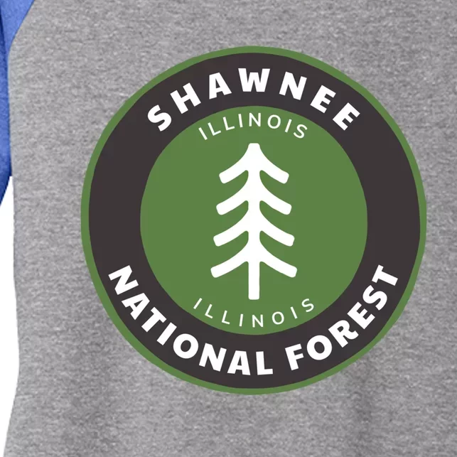 Shawnee National Forest Illinois Il Tree Badge Gift Women's Tri-Blend 3/4-Sleeve Raglan Shirt