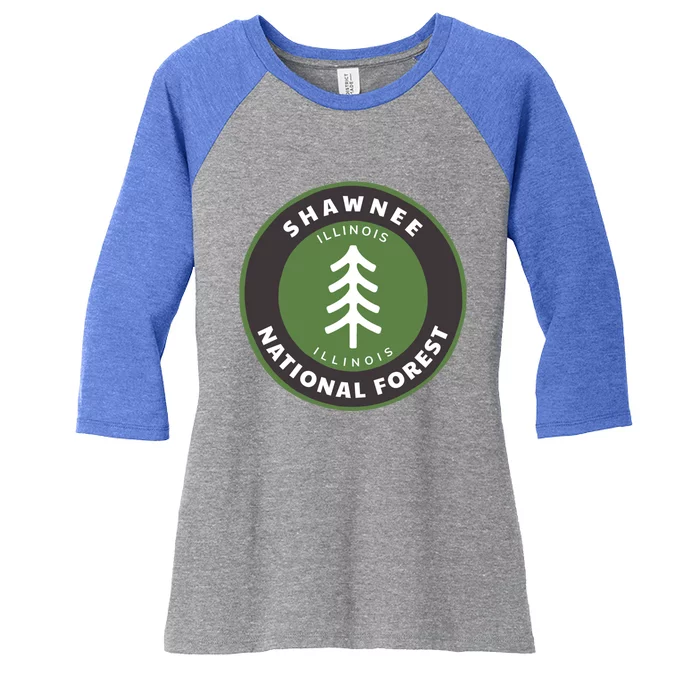 Shawnee National Forest Illinois Il Tree Badge Gift Women's Tri-Blend 3/4-Sleeve Raglan Shirt