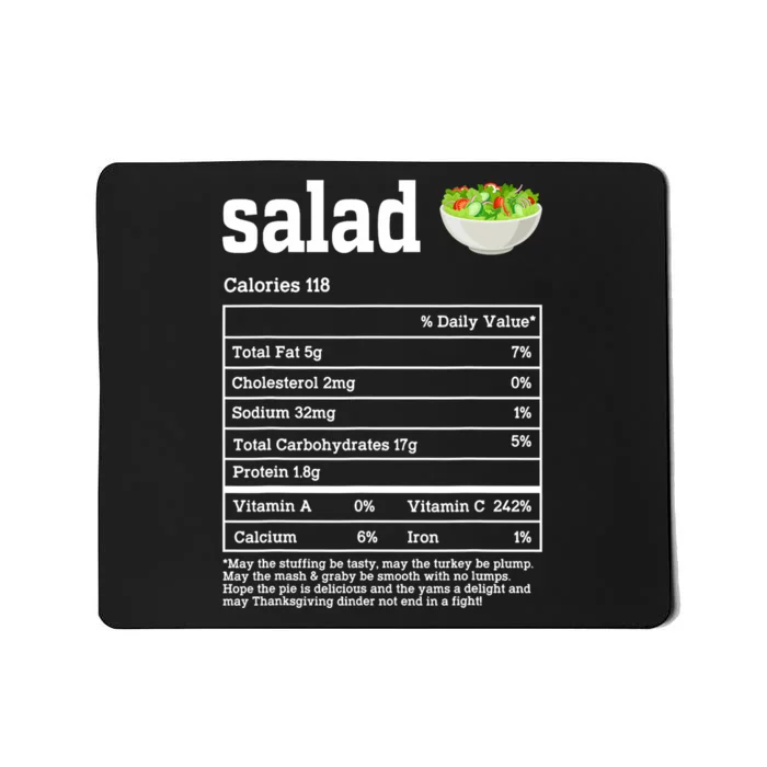 Salad Nutrition Facts Thanksgiving Food Mousepad