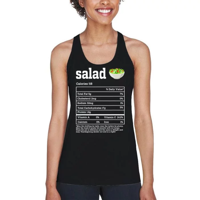 Salad Nutrition Facts Thanksgiving Food Women's Racerback Tank