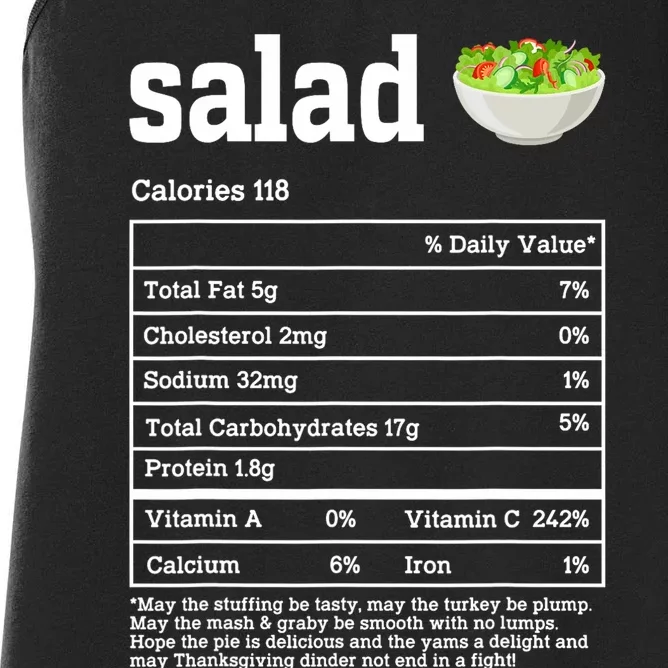 Salad Nutrition Facts Thanksgiving Food Women's Racerback Tank