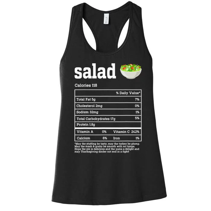 Salad Nutrition Facts Thanksgiving Food Women's Racerback Tank