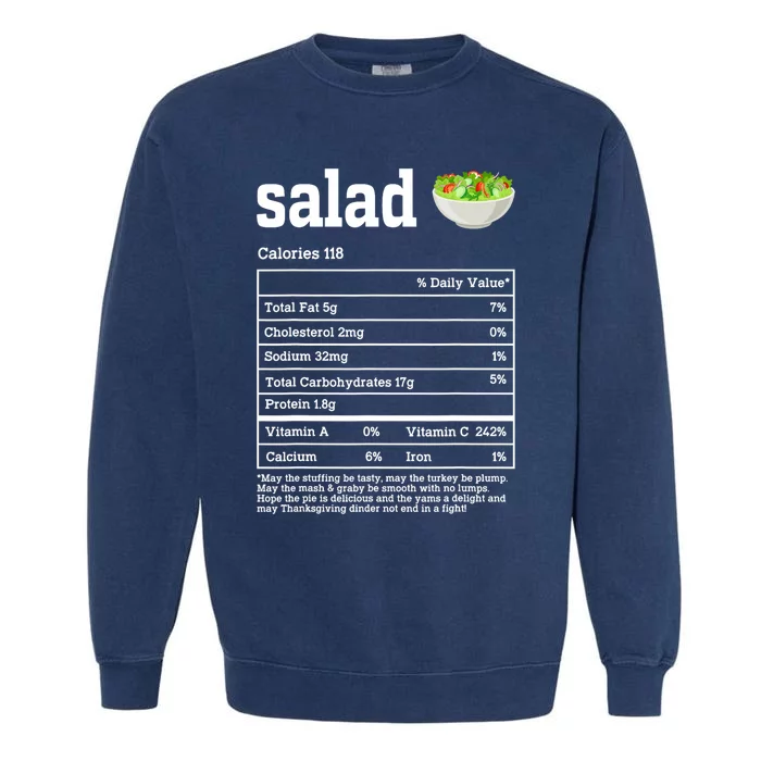 Salad Nutrition Facts Thanksgiving Food Garment-Dyed Sweatshirt