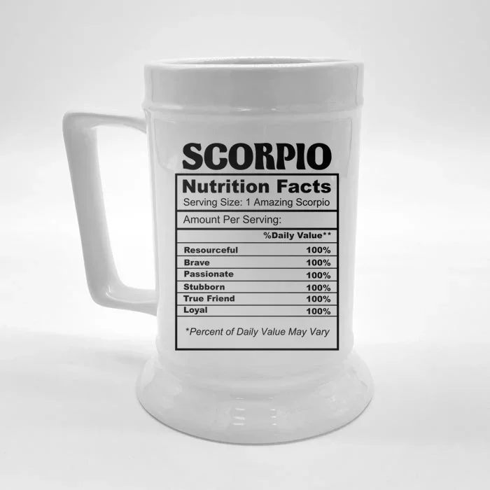 Scorpio Nutrition Facts Zodiac Birthday Gift Front & Back Beer Stein