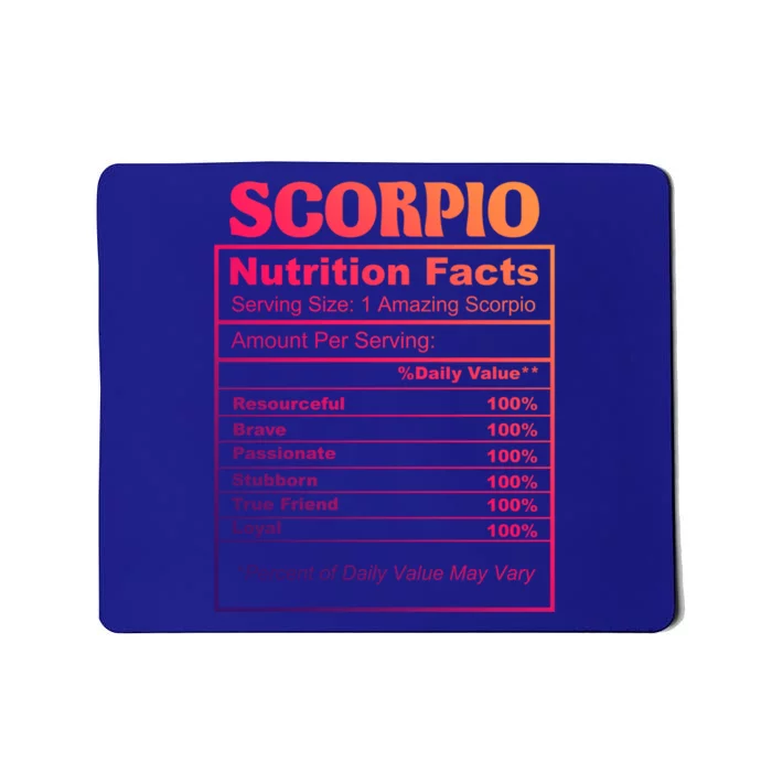 Scorpio Nutrition Facts Zodiac Birthday Gift Meaningful Gift Mousepad