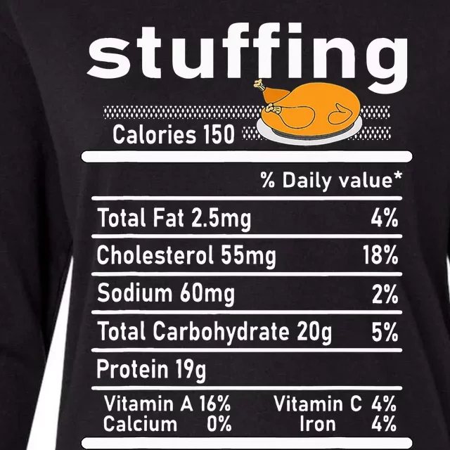 Stuffing Nutrition Facts  Thanksgiving Costume Turkey Day Womens Cotton Relaxed Long Sleeve T-Shirt