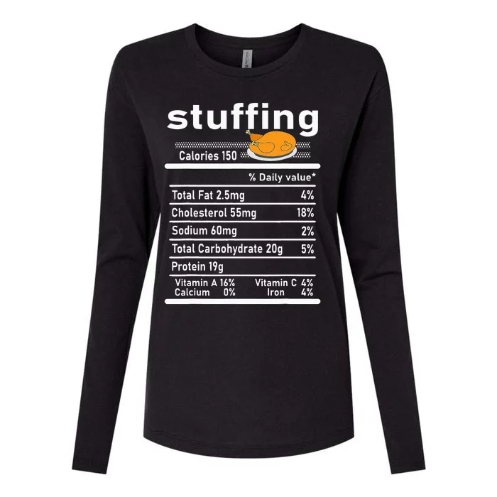 Stuffing Nutrition Facts  Thanksgiving Costume Turkey Day Womens Cotton Relaxed Long Sleeve T-Shirt