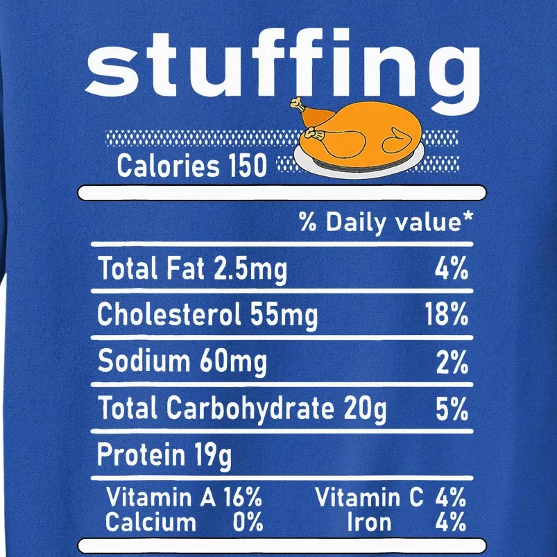 Stuffing Nutrition Facts  Thanksgiving Costume Turkey Day Sweatshirt