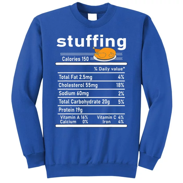 Stuffing Nutrition Facts  Thanksgiving Costume Turkey Day Sweatshirt