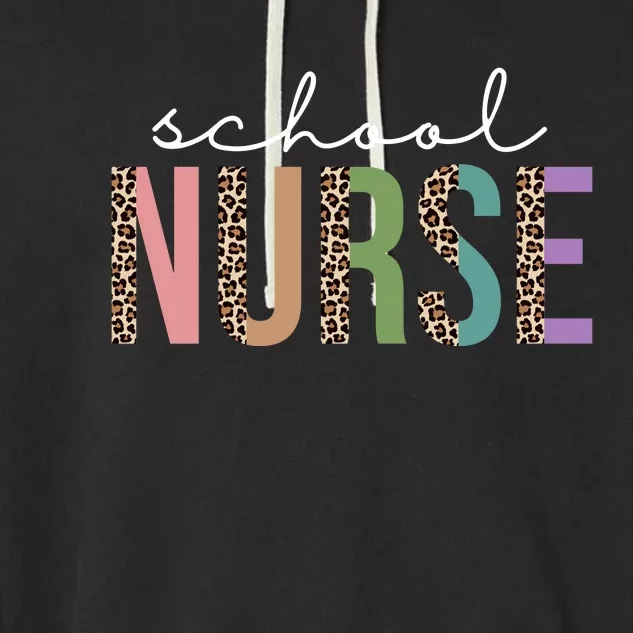 School Nurse Fancy Leopard Logo Garment-Dyed Fleece Hoodie