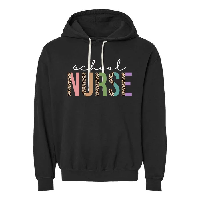 School Nurse Fancy Leopard Logo Garment-Dyed Fleece Hoodie