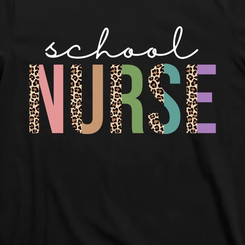 School Nurse Fancy Leopard Logo T-Shirt