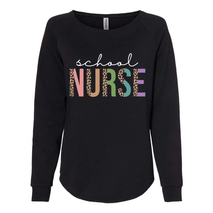 School Nurse Fancy Leopard Logo Womens California Wash Sweatshirt