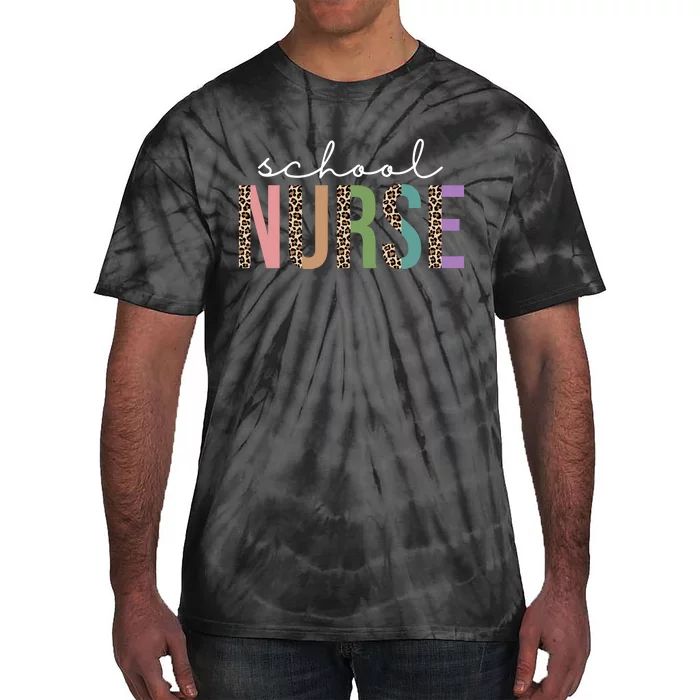 School Nurse Fancy Leopard Logo Tie-Dye T-Shirt