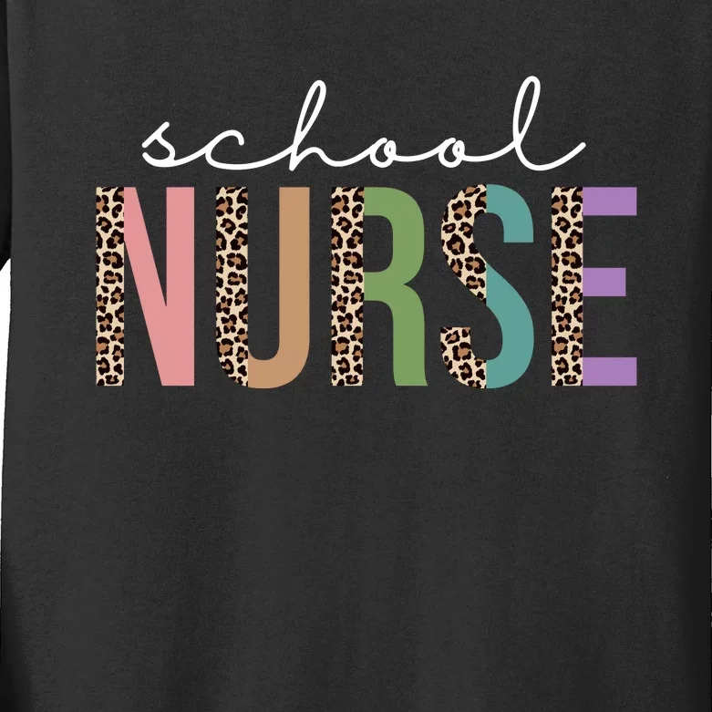 School Nurse Fancy Leopard Logo Kids Long Sleeve Shirt