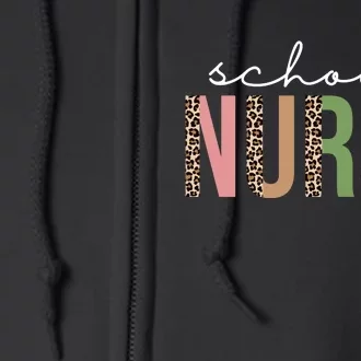 School Nurse Fancy Leopard Logo Full Zip Hoodie