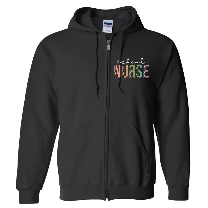 School Nurse Fancy Leopard Logo Full Zip Hoodie