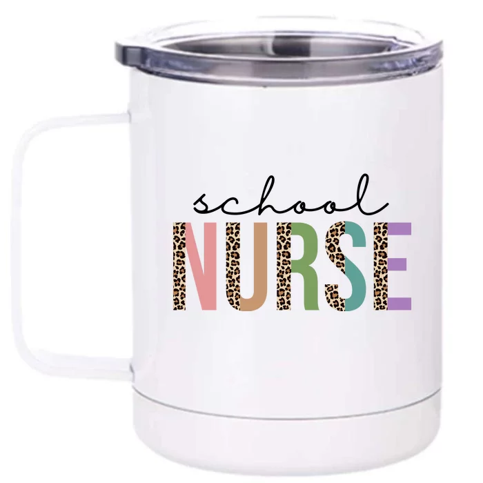 School Nurse Fancy Leopard Logo Front & Back 12oz Stainless Steel Tumbler Cup