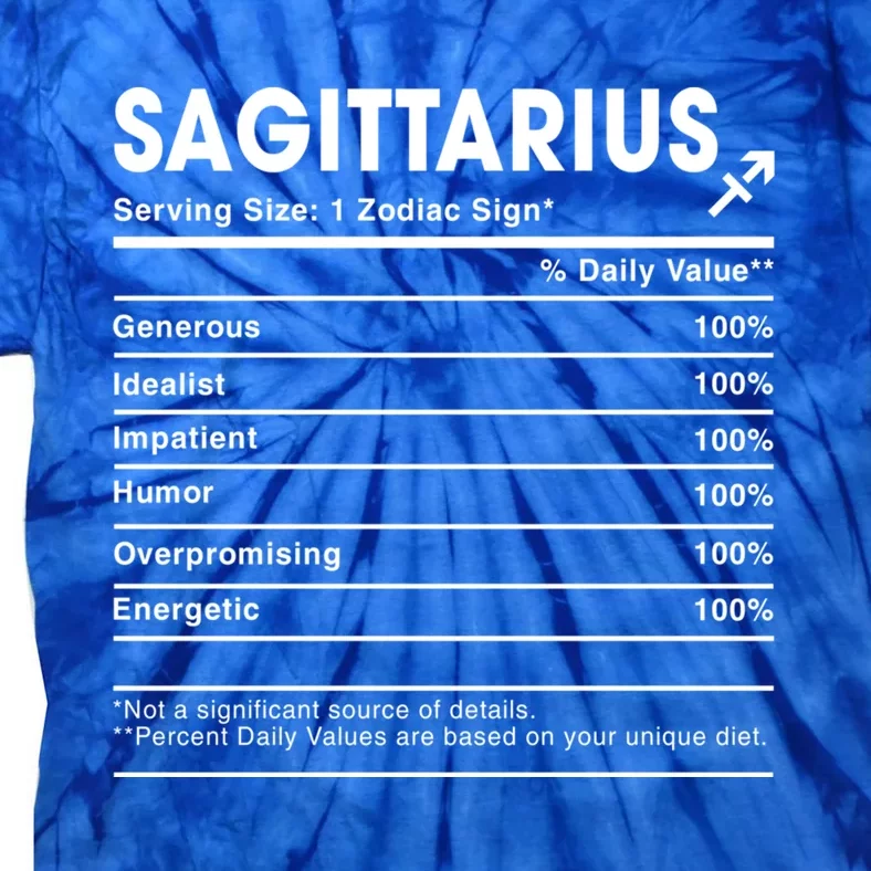 Sagittarius Nutrition Facts Labels Birthday Gift Tie-Dye T-Shirt