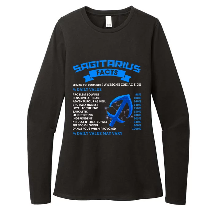 Sagittarius Nutrition Facts Label Sign Cute Gift Womens CVC Long Sleeve Shirt