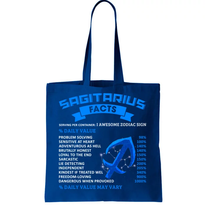 Sagittarius Nutrition Facts Label Sign Cute Gift Tote Bag