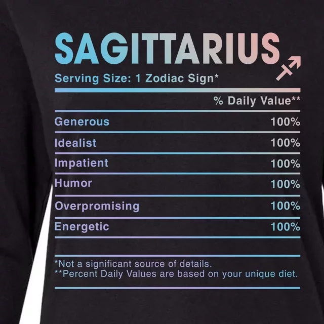 Sagittarius Nutrition Facts Labels Birthday Gift Cool Gift Womens Cotton Relaxed Long Sleeve T-Shirt