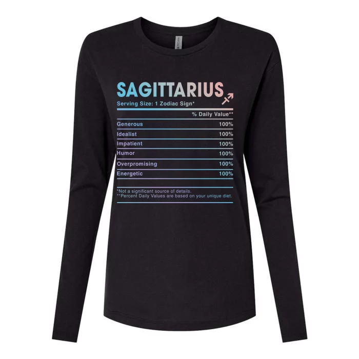 Sagittarius Nutrition Facts Labels Birthday Gift Cool Gift Womens Cotton Relaxed Long Sleeve T-Shirt