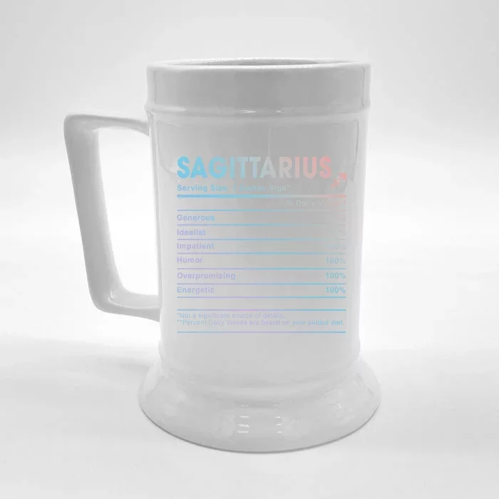 Sagittarius Nutrition Facts Labels Birthday Gift Cool Gift Front & Back Beer Stein