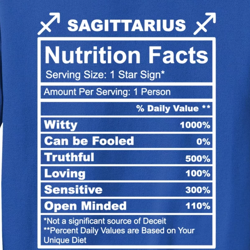 Sagittarius Nutrition Facts Meaningful Gift Tall Sweatshirt