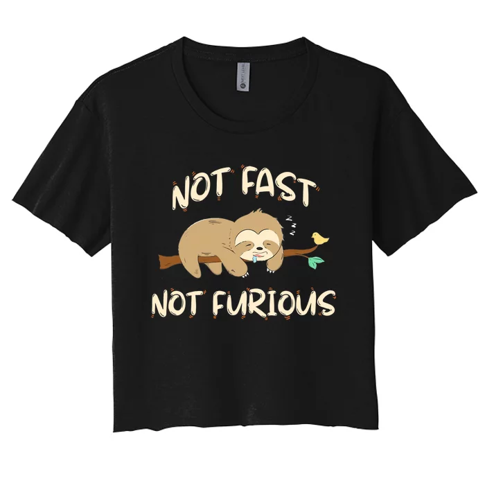 Sloths Not Fast Not Furious Cute Sleeping Sloth Lover Premium Women's Crop Top Tee