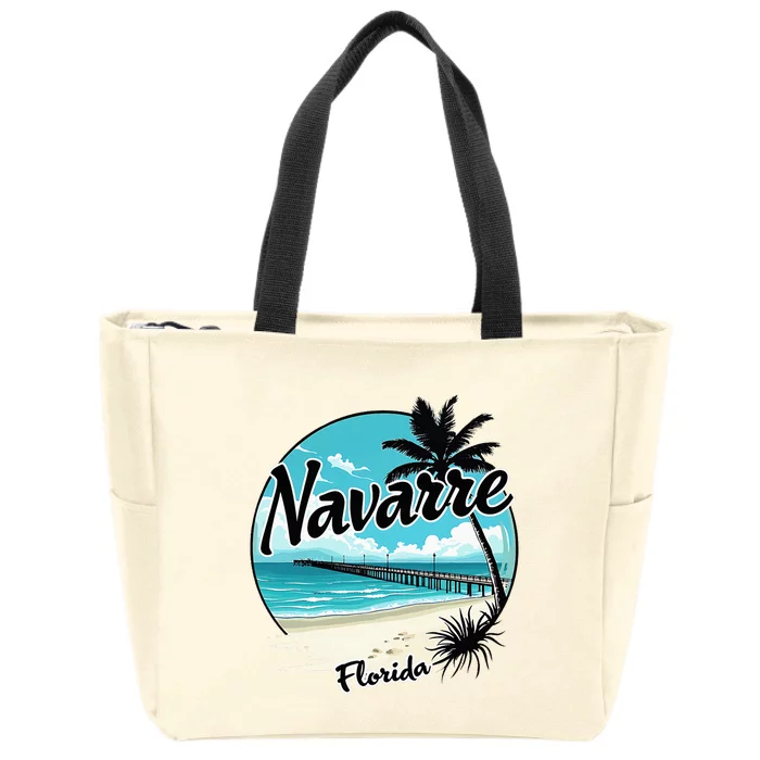 Scenic Navarre Florida Beach And Pier Art Zip Tote Bag