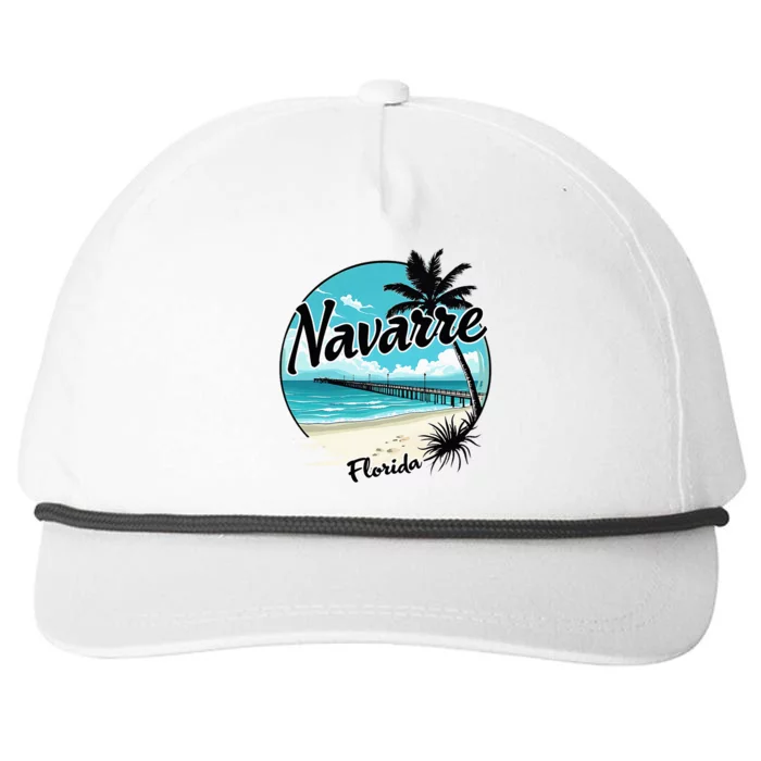 Scenic Navarre Florida Beach And Pier Art Snapback Five-Panel Rope Hat