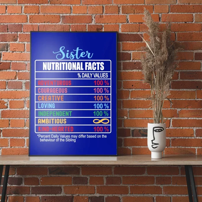 Sister Nutritional Facts National Sister's Day Funny Gift Poster