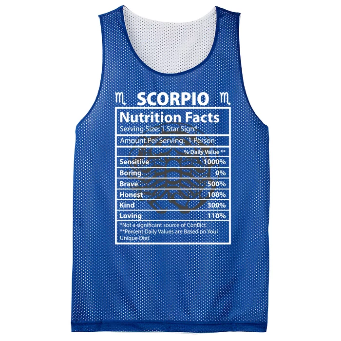 Scorpio Nutritional Facts Astrology Meaningful Gift Mesh Reversible Basketball Jersey Tank