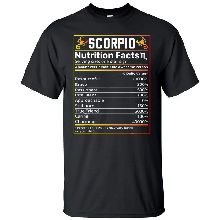 Scorpio Nutrition Facts teeZodiac Horoscope Tall T-Shirt