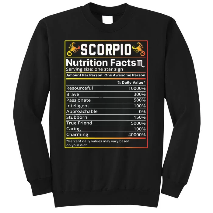 Scorpio Nutrition Facts teeZodiac Horoscope Tall Sweatshirt