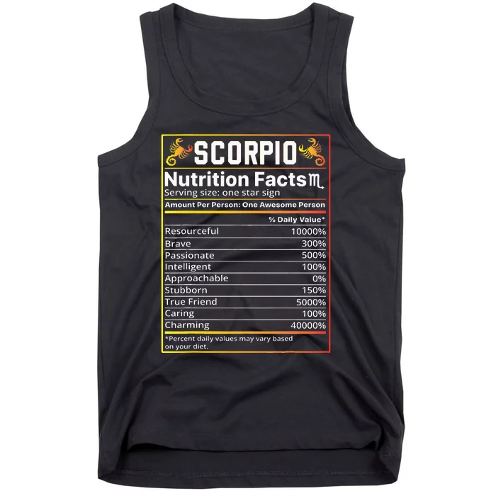 Scorpio Nutrition Facts teeZodiac Horoscope Tank Top